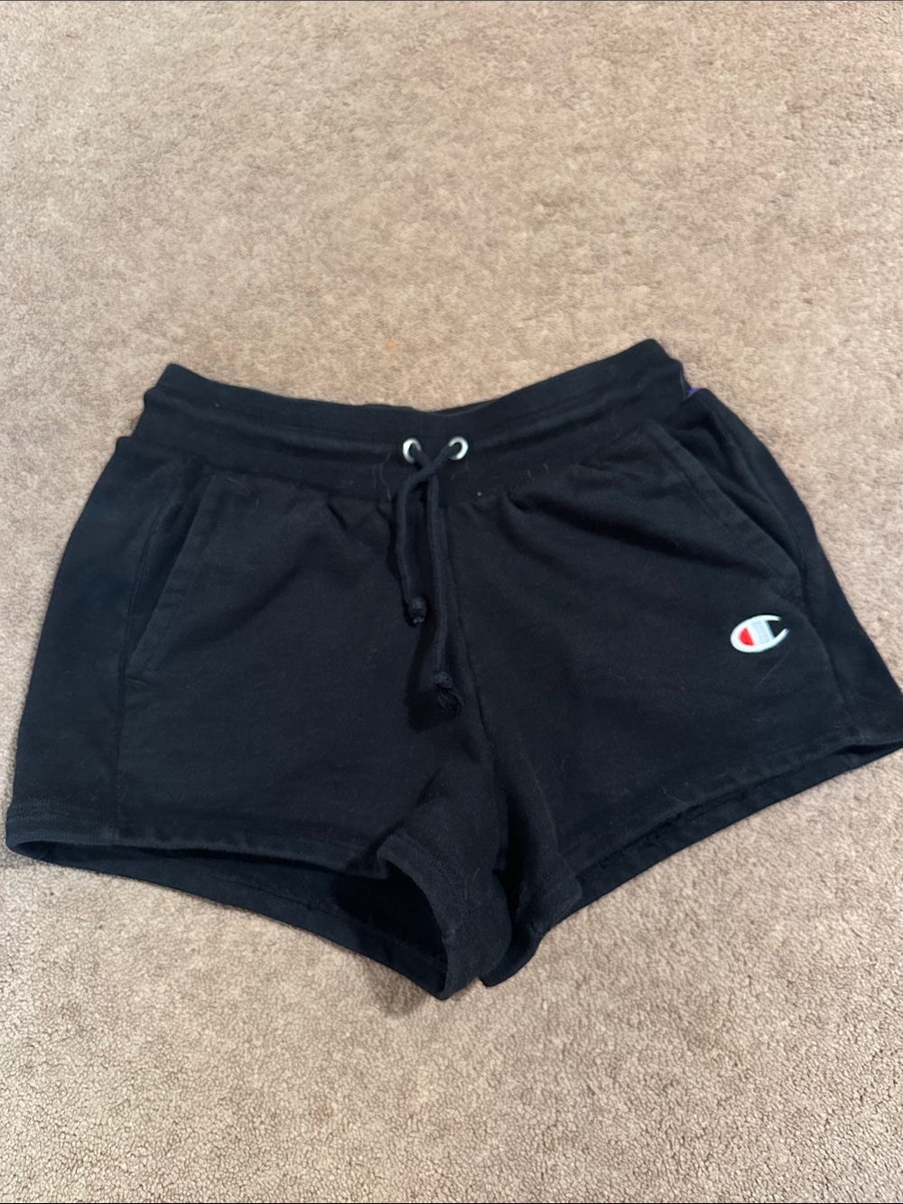 Champion Black Athletic Drawstring Shorts with Logo